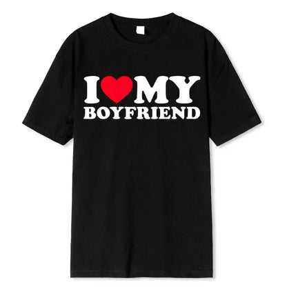 I Love My Boyfriend's Clothes I Love My Girlfriend's Printed Men So Please Stay Away From My Fun BF GF Quotes Couple T-shirts